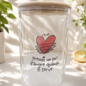 BARATTOLO VETRO "PRENDI UN Pò D'AMORE" - CUOREMATTO